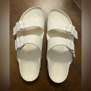 Birkenstock White Two-Strap EVA Slide Sandals